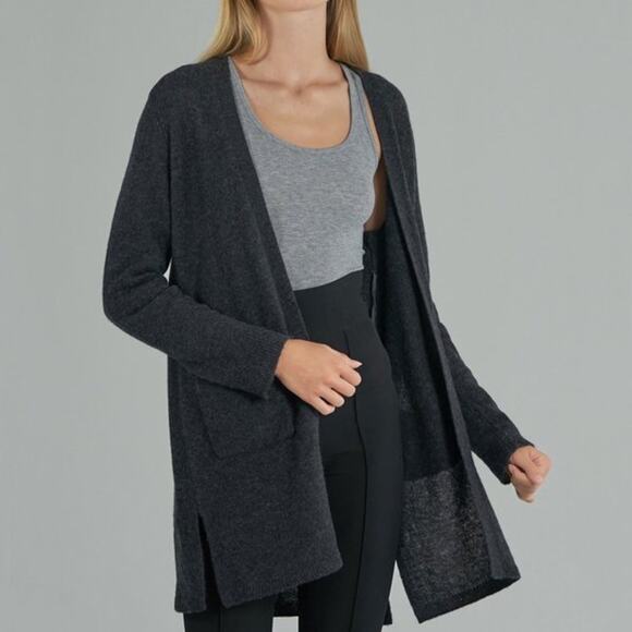 ATM | Women’s 100% Cashmere Grey Lightweight Open Cardigan Two Pocket Sweater XS - Picture 2 of 8